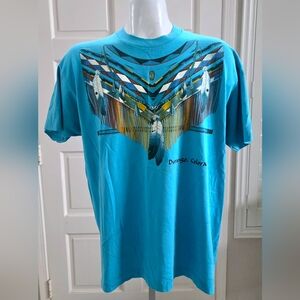 Vintage Native American Theme Tee Feather Tooth Regalia Single Stitch USA VTG 90